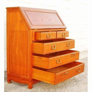 Fold down secretary desk light wood with drawers