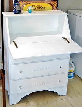 White painted fold down secretary desk 
