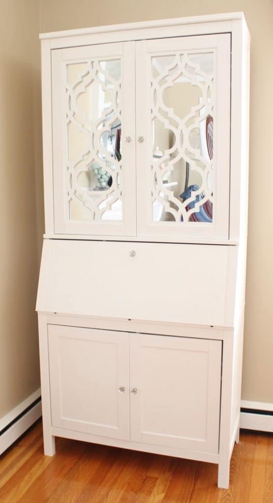 White modern secretary desk with hutch