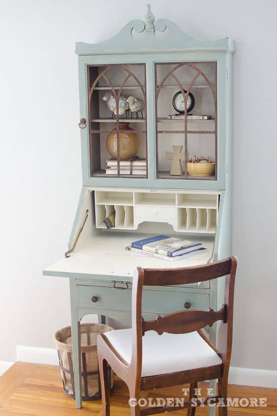 The Secretary Desk is The Perfect Small Office Space Solution l Dorm Furniture l Apartment Furniture l DIY l Small Office l Home Office l Organization