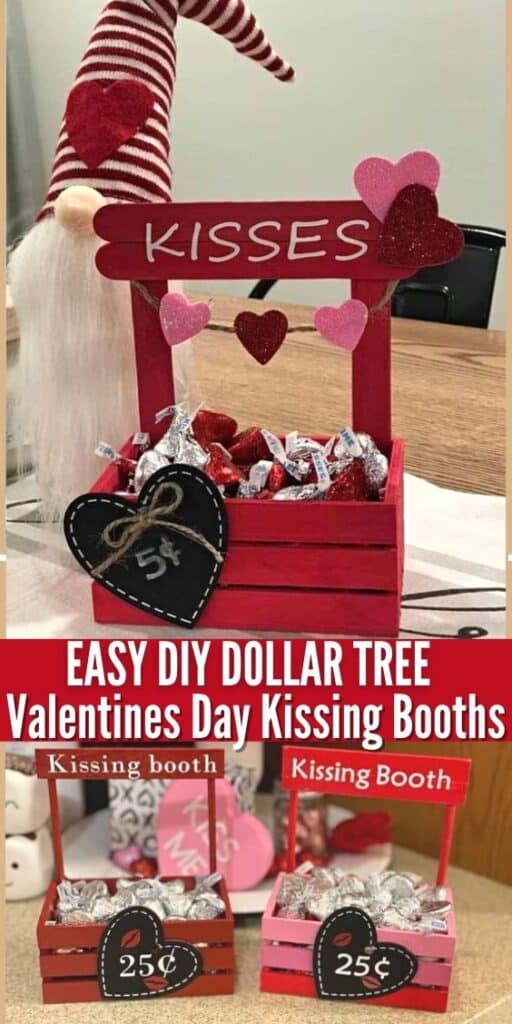 Easy DIY Valentines Day Dollar Tree Kissing Booth Craft Decoration and Gift Painted Red