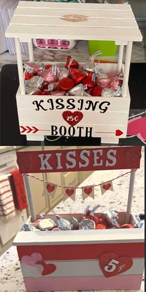 Easy DIY Valentines Day Dollar Tree Kissing Booth Craft Decoration and Gift