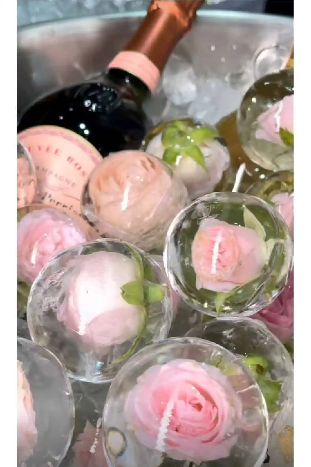 Easy Valentines Day floral ice balls