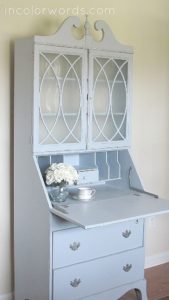 Baby Blue fold down secretary desk with hutch