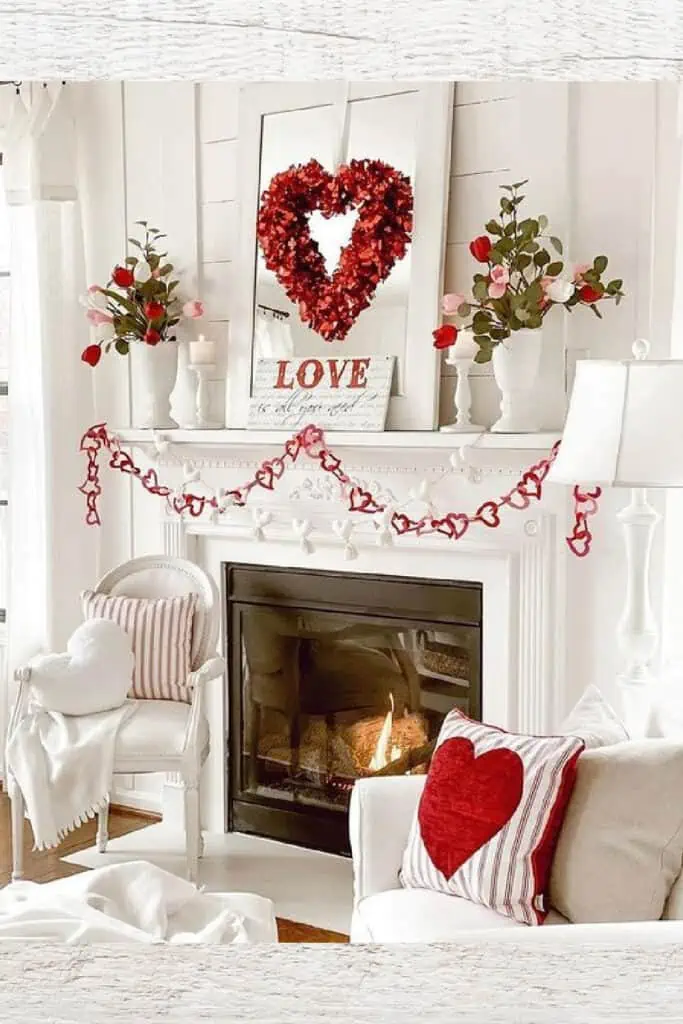 Easy DIY Valentines Day Decor from the Dollar Tree for the Mantle living room
