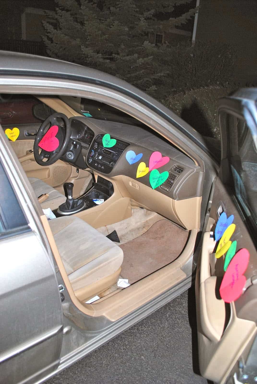 Car Full of Heart Notes/DIY Boyfriend gifts