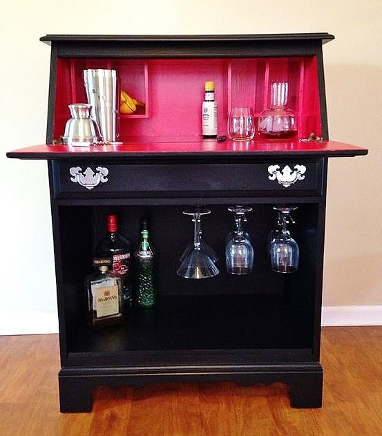 Fold down secretary desk bar