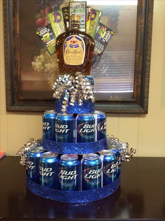 Beer and Crown Royale cake. DIY boyfriend gifts.