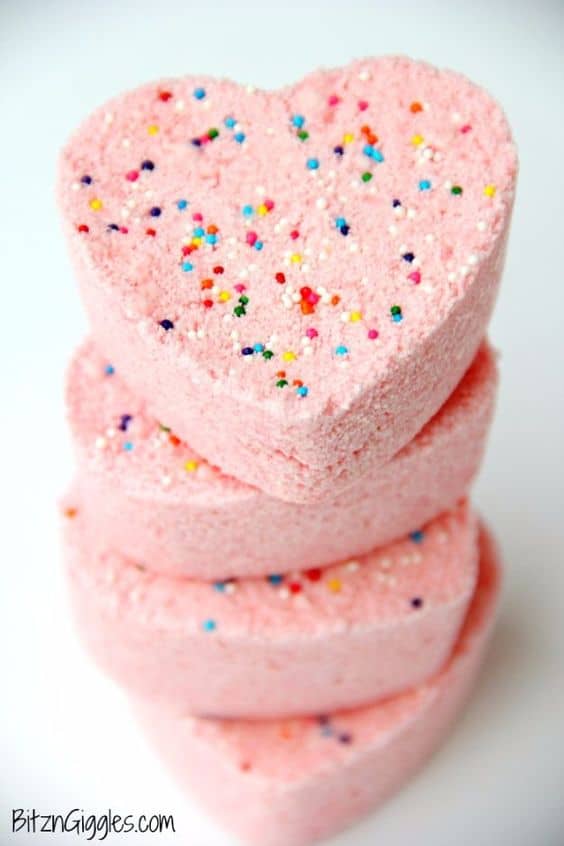 DIY Valentine's Day bath bombs.