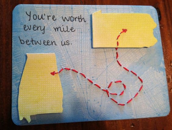 Long distance card. DIY boyfriend gifts.