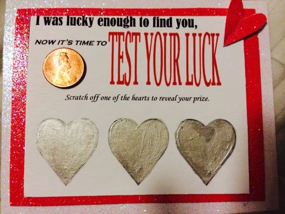 DIY Lottery Scratcher Card from our Ultimate DIY Guide to Valentine's Day #DIYboyfriendgifts #giftsforhim