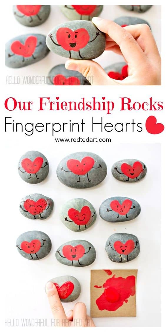 Easy DIY Friendship Fingerprint Stones/ The Ultimate DIY Guide to Valentine's Day