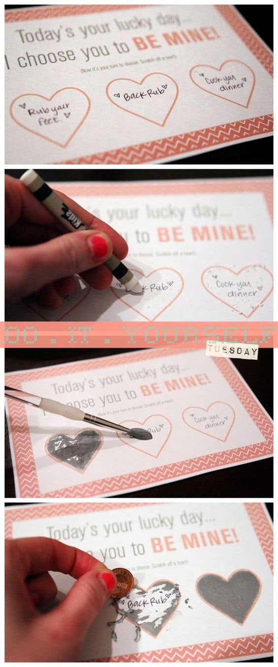 Easy DIY Valentine's Scratchers/ The Ultimate DIY Guide To Valentine's Day/ DIY boyfriend gifts