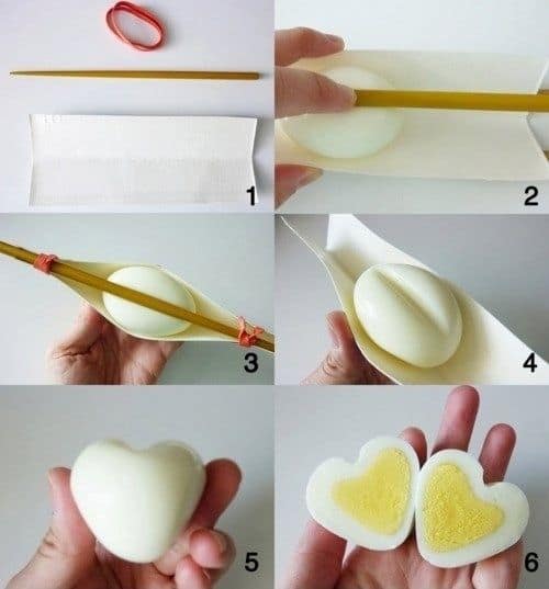 Heart shaped eggs. DIY boyfriend gifts