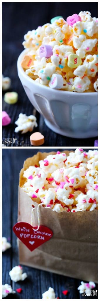 Conversation hearts popcorn. DIY boyfriend gifts