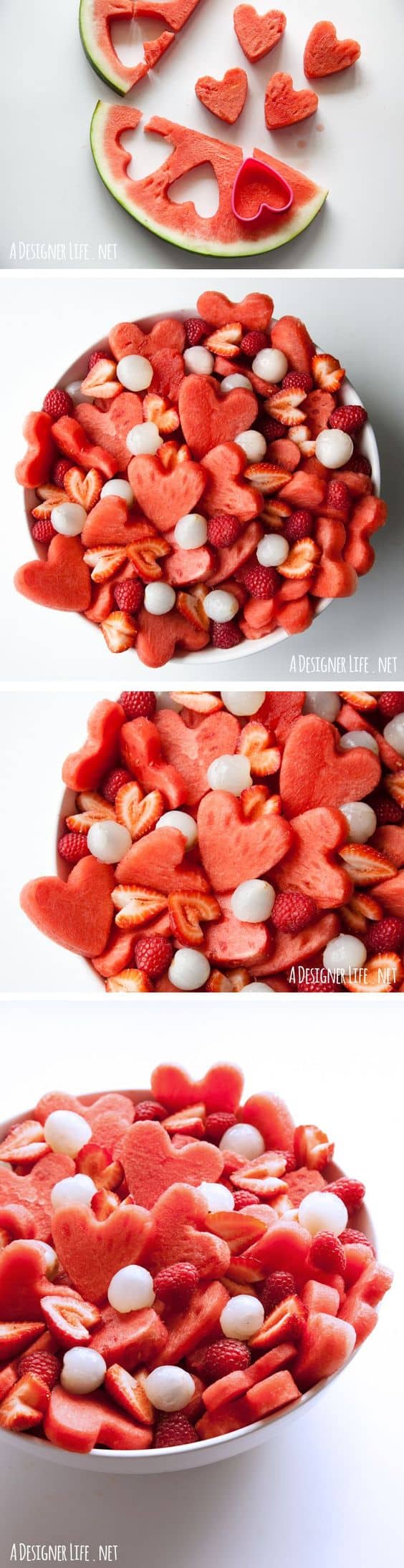 Heart shaped fruit salad. DIY boyfriend gifts