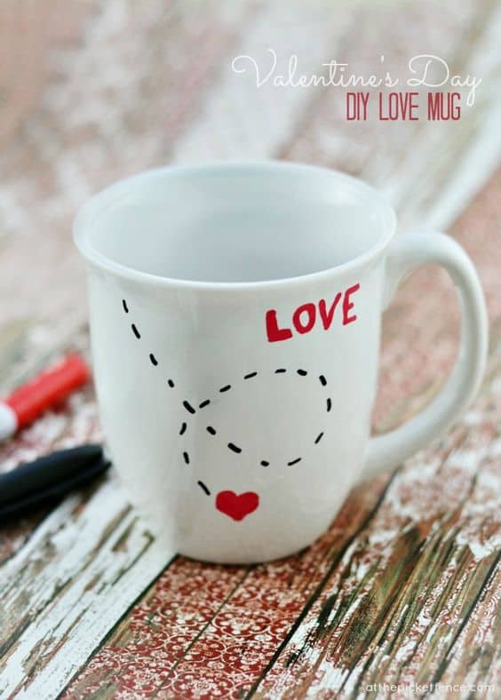 Adorable DIY Love Heart Mug/ DIY boyfriend gifts