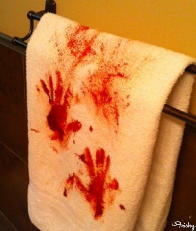 Easy DIY Scary Halloween Bathroom Ideas Bloody Towels