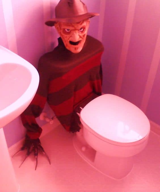 Scare the crap out of them literally with this Freddy Kruger easy Bloody Bathroom Decor idea Halloween Bathroom Decor