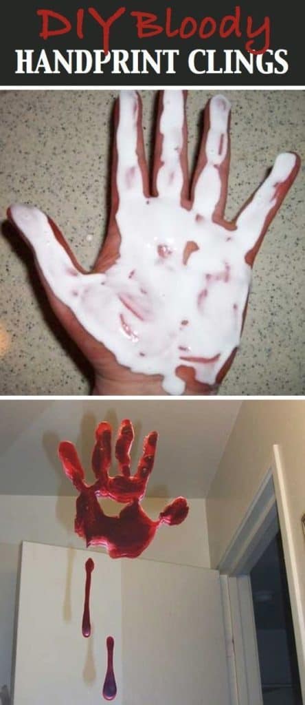 Easy DIY Halloween Bathroom Ideas Bloody Elmers Glue Hand prints that are easy to clean