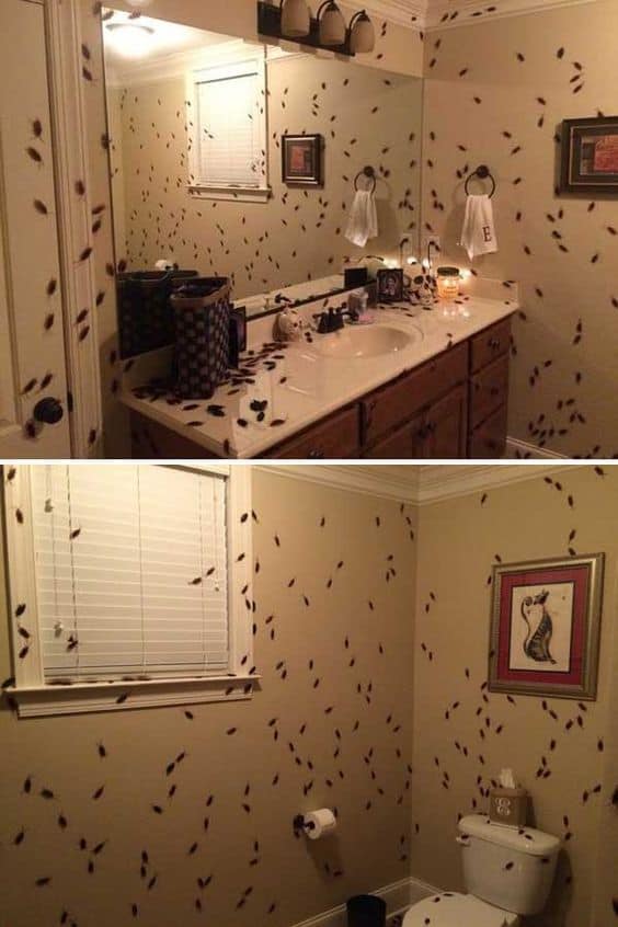 The Best Halloween Bathroom Decorations using dollar store roaches that will scare the shit out of your guests