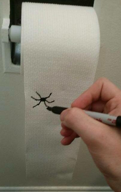 Easy DIY Halloween Bathroom Decor draw bugs on toilet paper