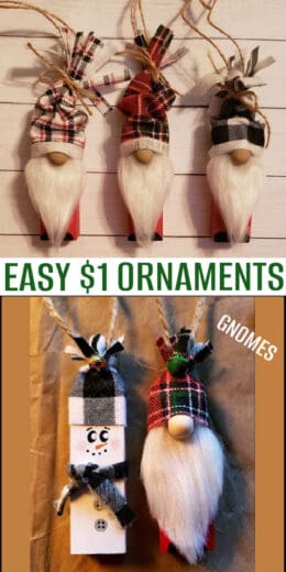 Easy DIY Dollar Store Jenga Gnome ornaments for the tree