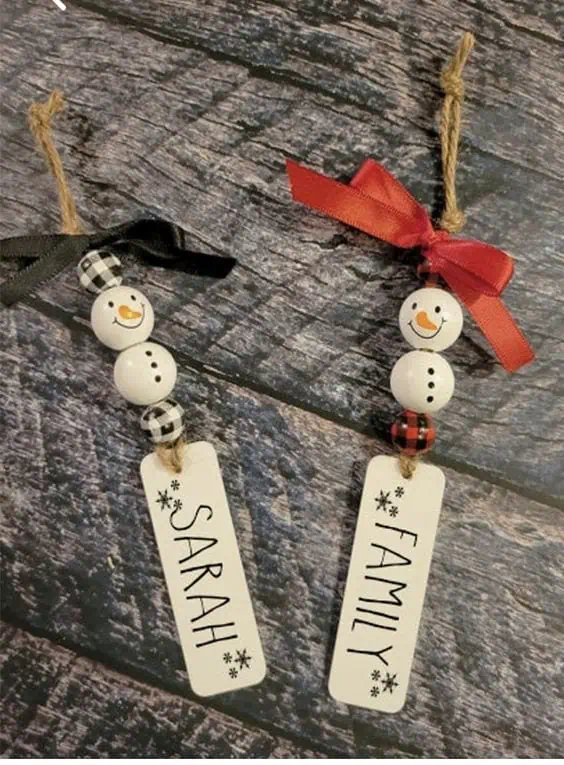 Easy DIY Christmas Ornaments Wood Bead Farm House
