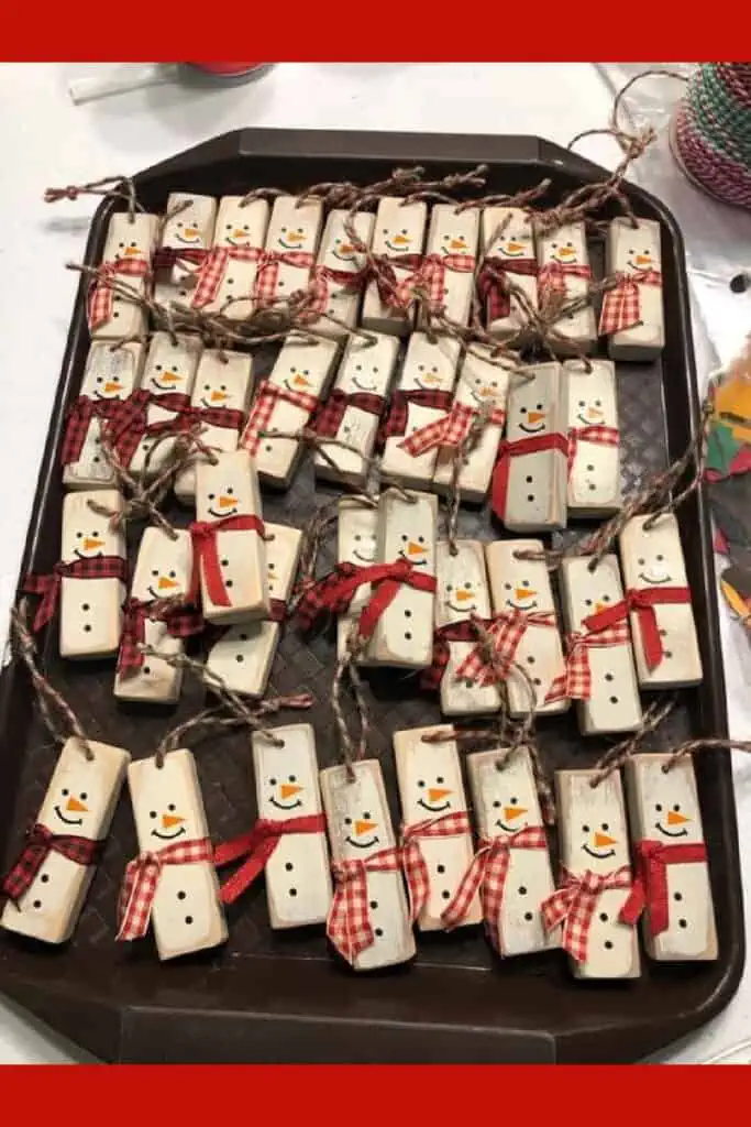 Easy DIY Dollar Store Wood Snowman Christmas Ornaments