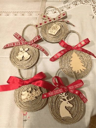 Easy DIY Rustic Twine Dollar Store Ornaments