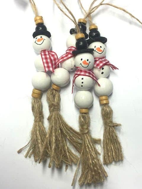 Easy DIY Snowman Christmas Ornament with Tassel and Twine