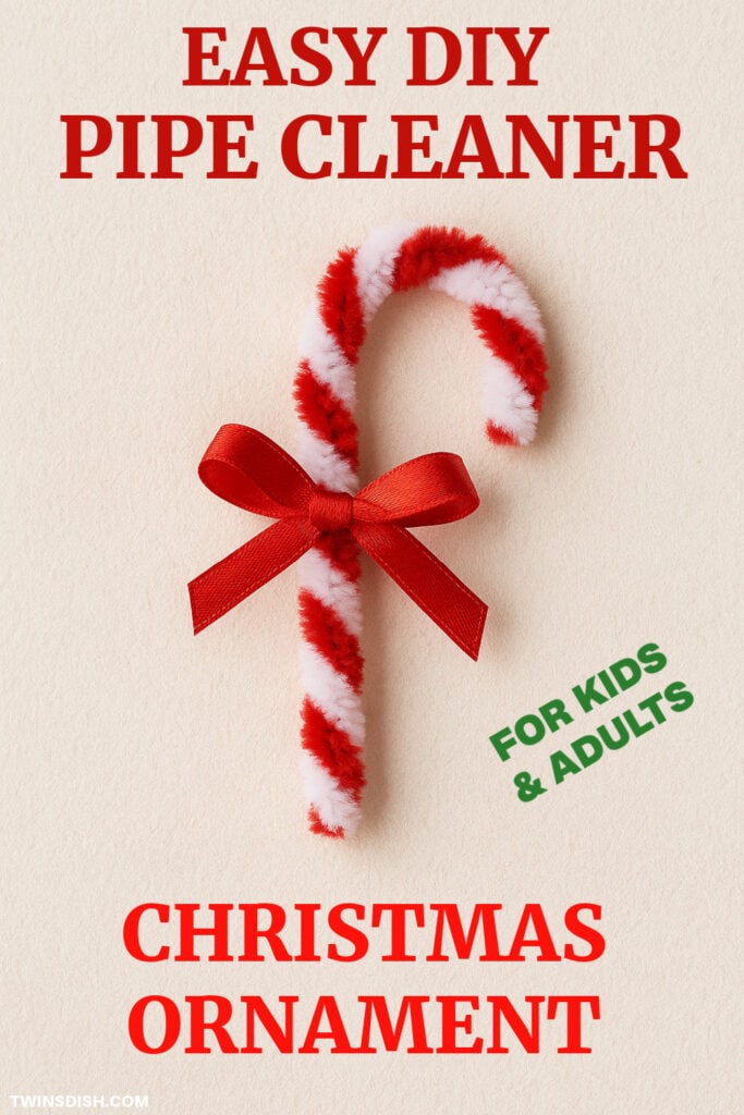Easy DIY Pipe Cleaner Candy Cane Christmas Ornament for Kids and Adults to Make