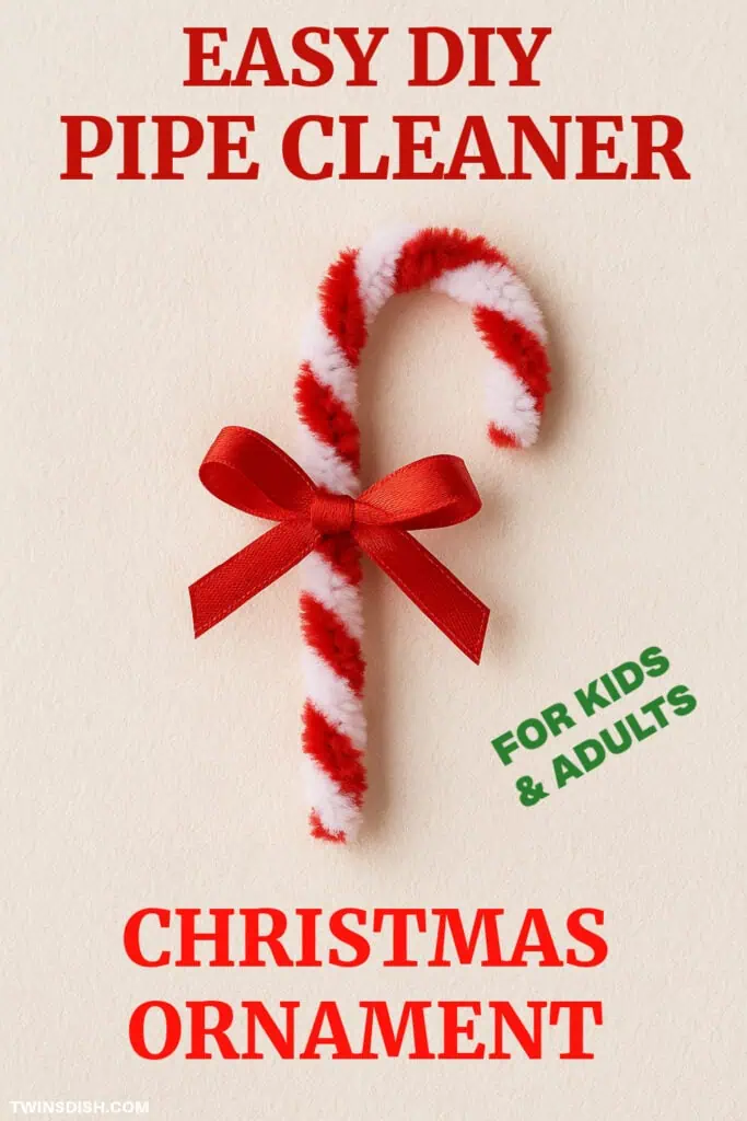 Easy DIY Pipe Cleaner Candy Cane Christmas Ornament for Kids and Adults to Make