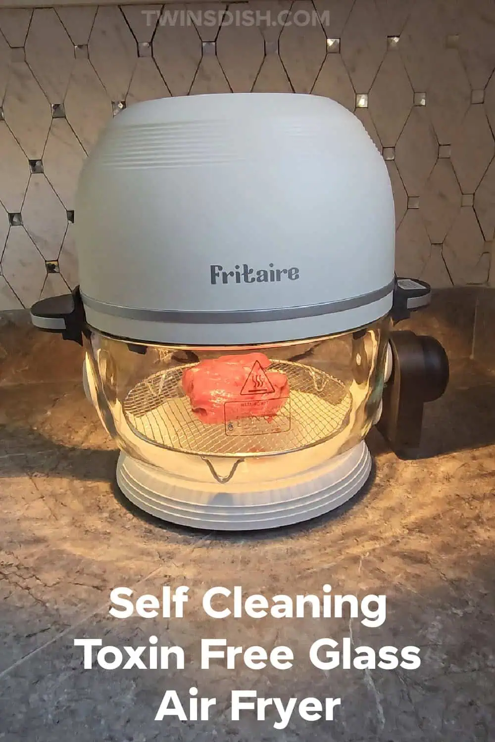 Self cleaning glass bowel air fryer in white, toxin free for healthy cooking