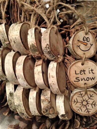 DIY Rustic Wood Slice Branch Christmas Ornaments