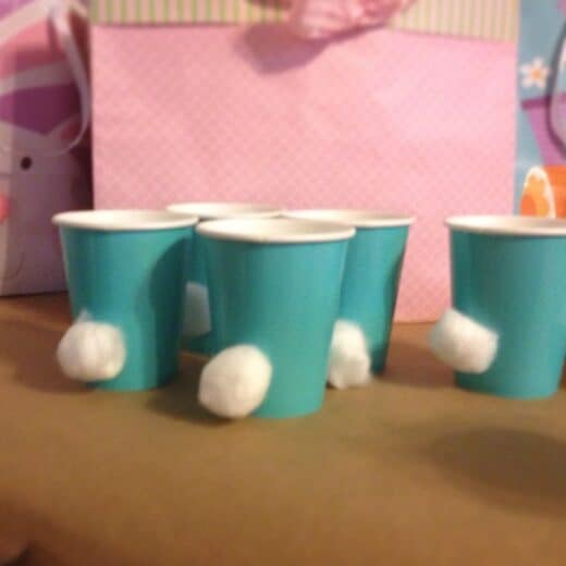 Easy DIY Cotton ball bunny tail cup for Easter