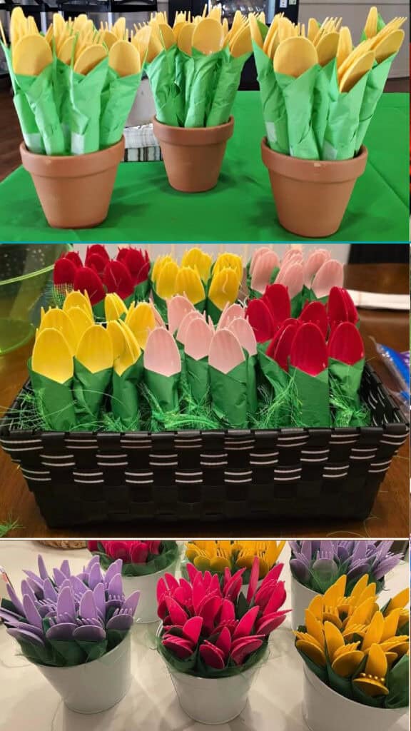 Easter decor table setting ideas tulip utensil table setting idea