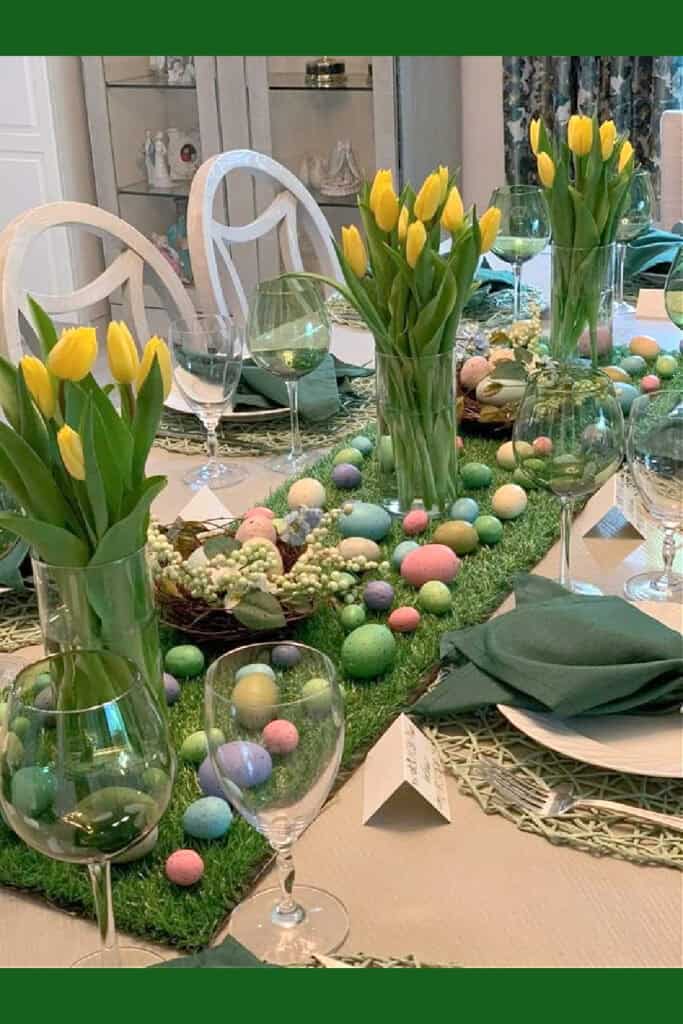 Easy Easter dinner table setting idea