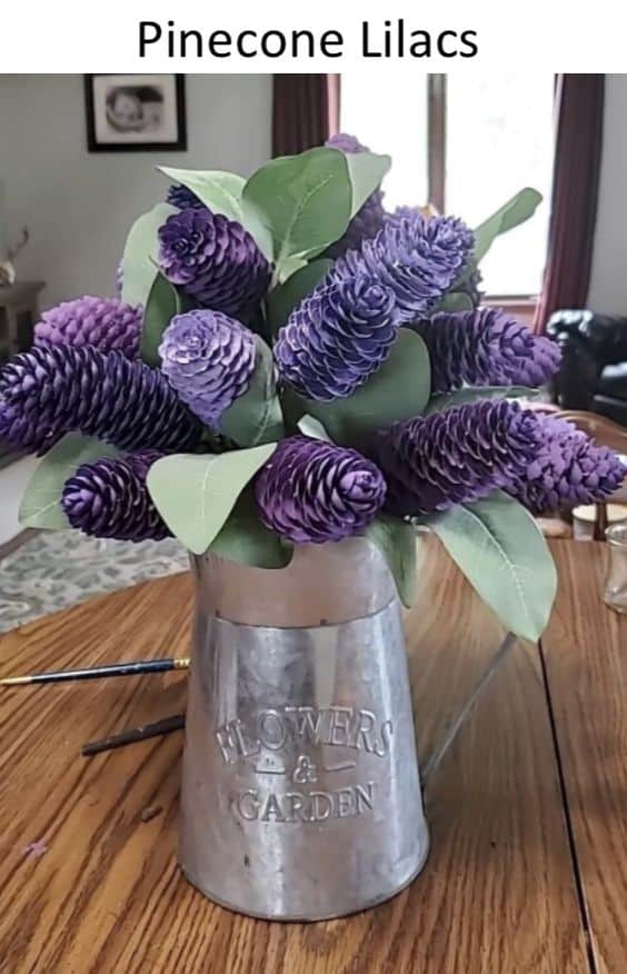 Easy DIY Lilac Pinecones Spring Craft Decorations For Your Rustic Easter Table