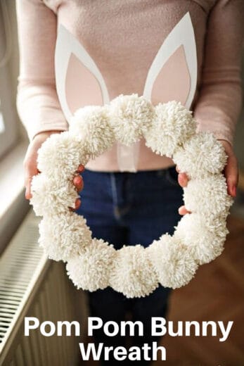 easy DIY Dollar Store Pom pom Bunny wreath