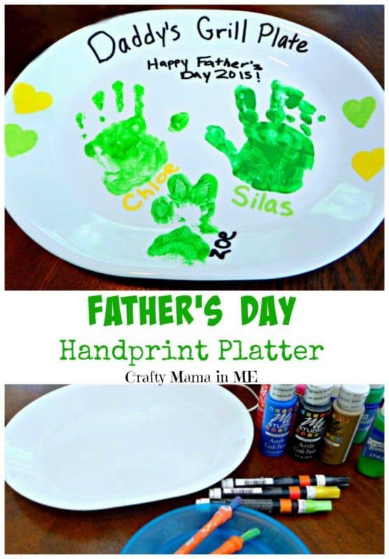 Easy DIY Handprint Platter - Fathers day gifts ideas from kids crafts