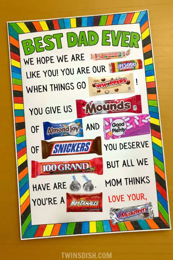 Easy Diy Father's Day candy poster gift idea
