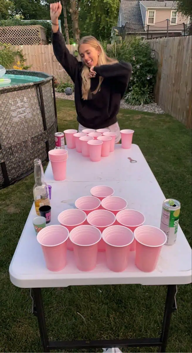 Graduation Party Ideas For Girls Drinks and games, Pink Beer Pong