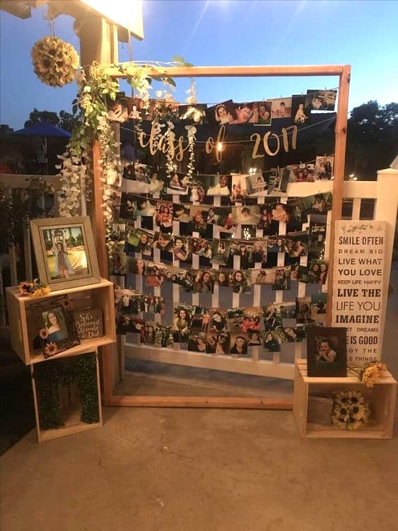 Wood Graduation Party Picture Display Idea