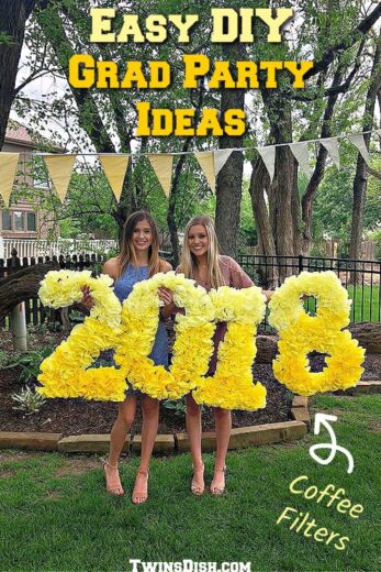 Graduation Party Ideas DIY Photo Props Jumbo Numbers coffee filters