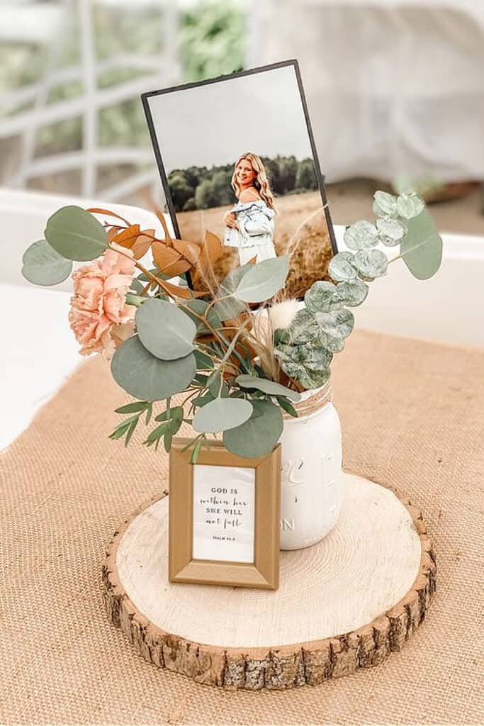 Graduation Party Photo Centerpiece for Girls Rustic Boho