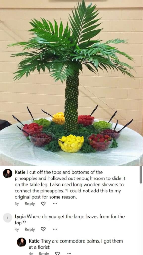 Graduation Party Food Ideas Fruit Table Decoration Palm Tree