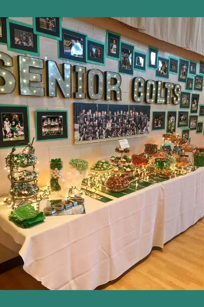 High School Grad Party Ideas Arlington Colts Green Pictures and dessert table