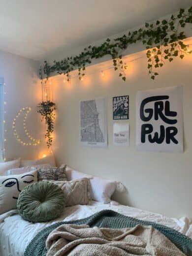 Best Cute Teen and College Student Dorm Room and Bedroom decor ideas using vines and posters