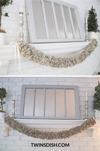 Easy Diy Farmhouse Christmas garland made with linen